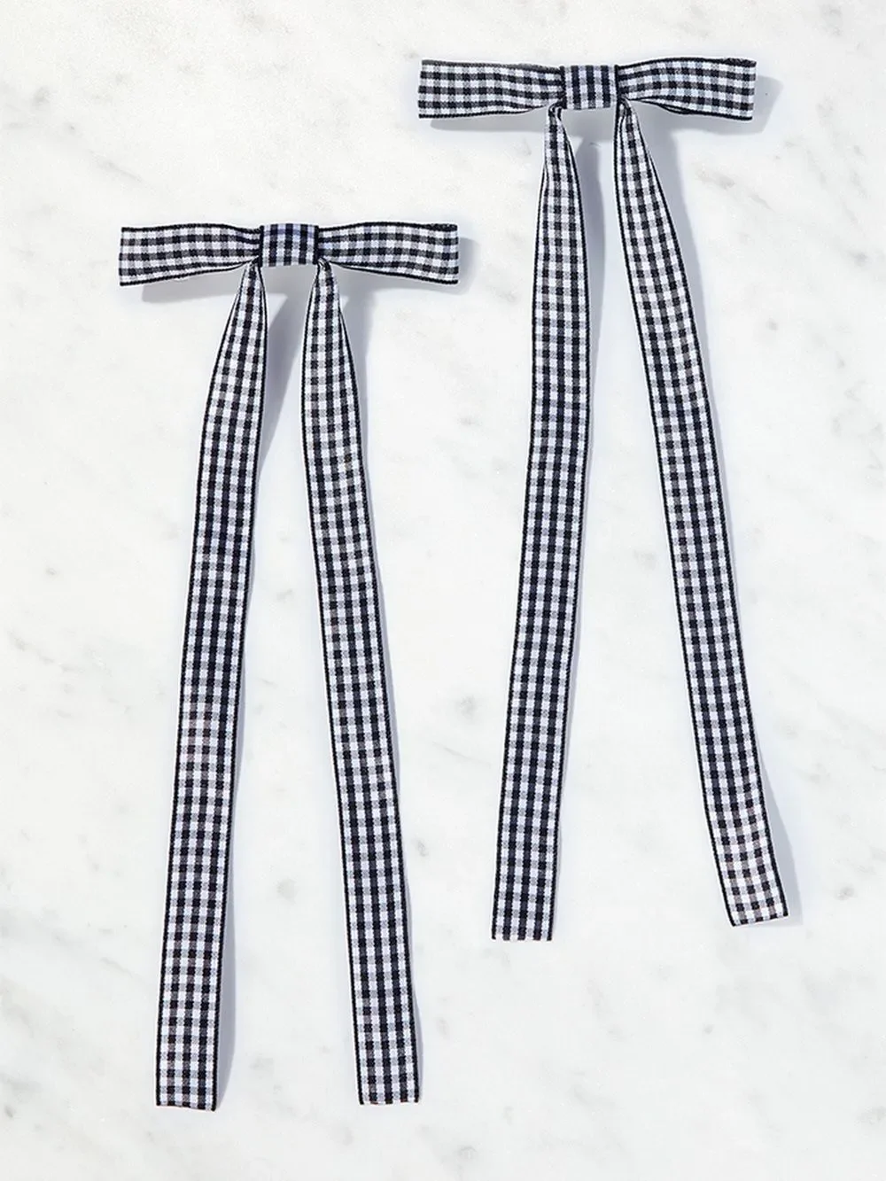 Black and White Gingham Bow Hair Clips